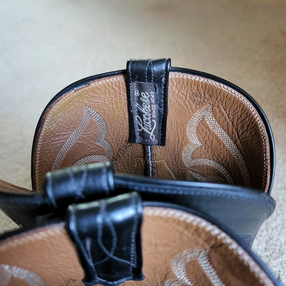 Handcrafted Lucchese Men's Black Western Boots Size8.5 - Picture 2 of 13